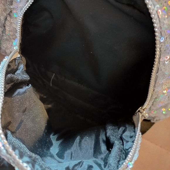 Madden Girl Multifaceted Sequin Backpack with Black Patent Leather key Chain - Picture 14 of 17